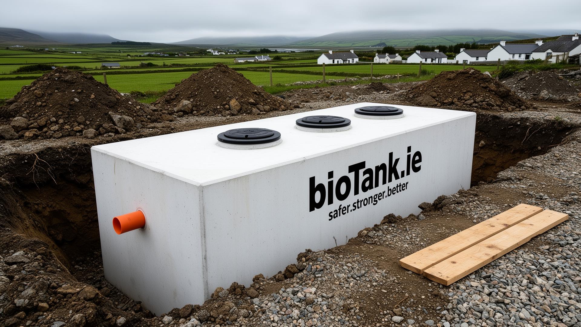 A bioTank unit being lowered into a Donegal site by crane